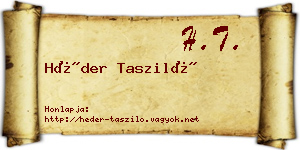 Héder Tasziló névjegykártya